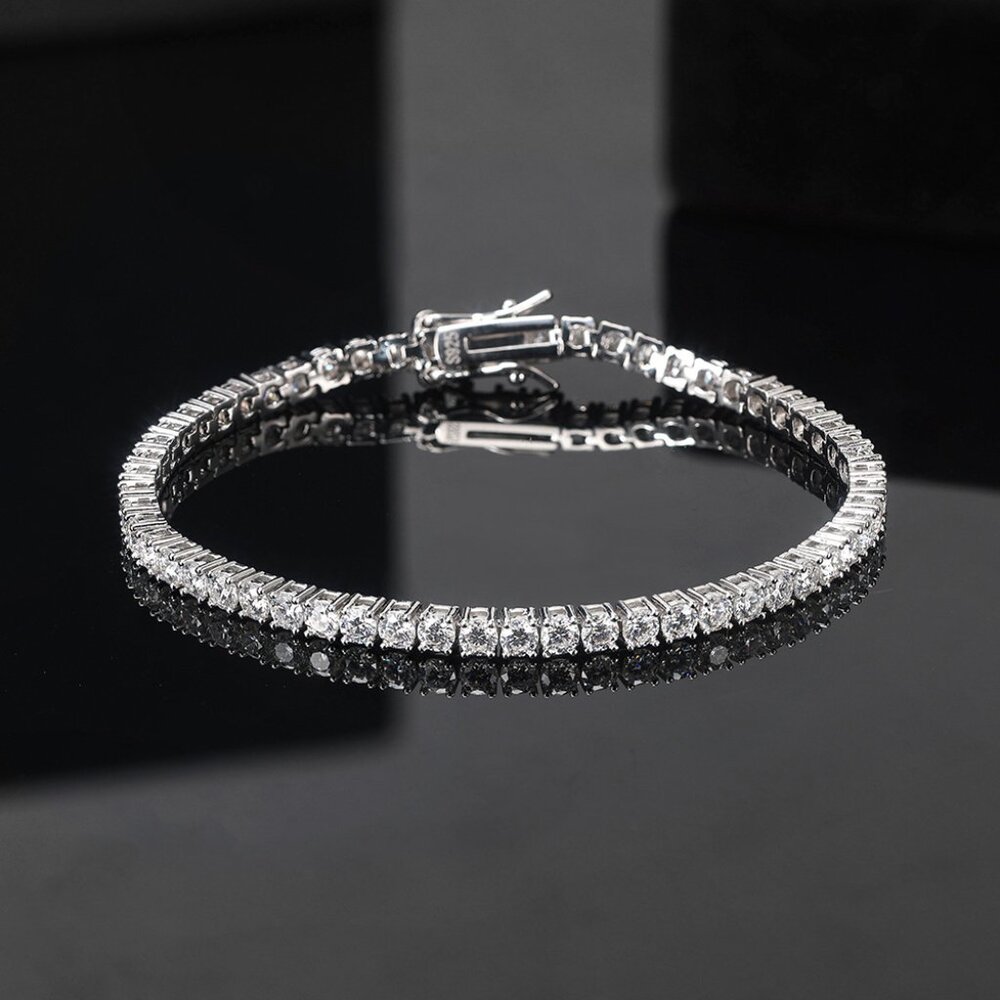 3mm moissanite ladies tennis bracelet, S925 pure silver full-circle bracelet